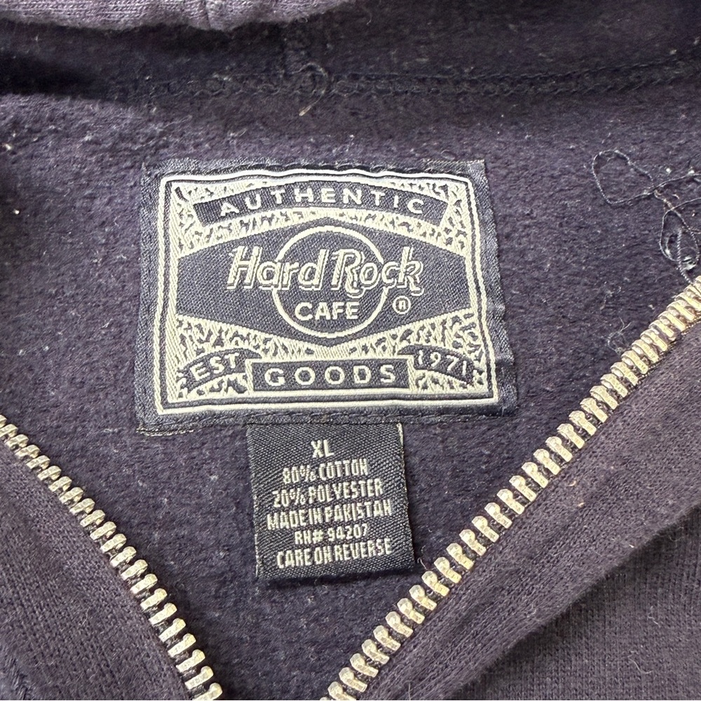 Hard Rock Cafe Gatlinburg Hoodie Zip Sweatshirt Navy Gray Logo XL - Picture 7 of 9